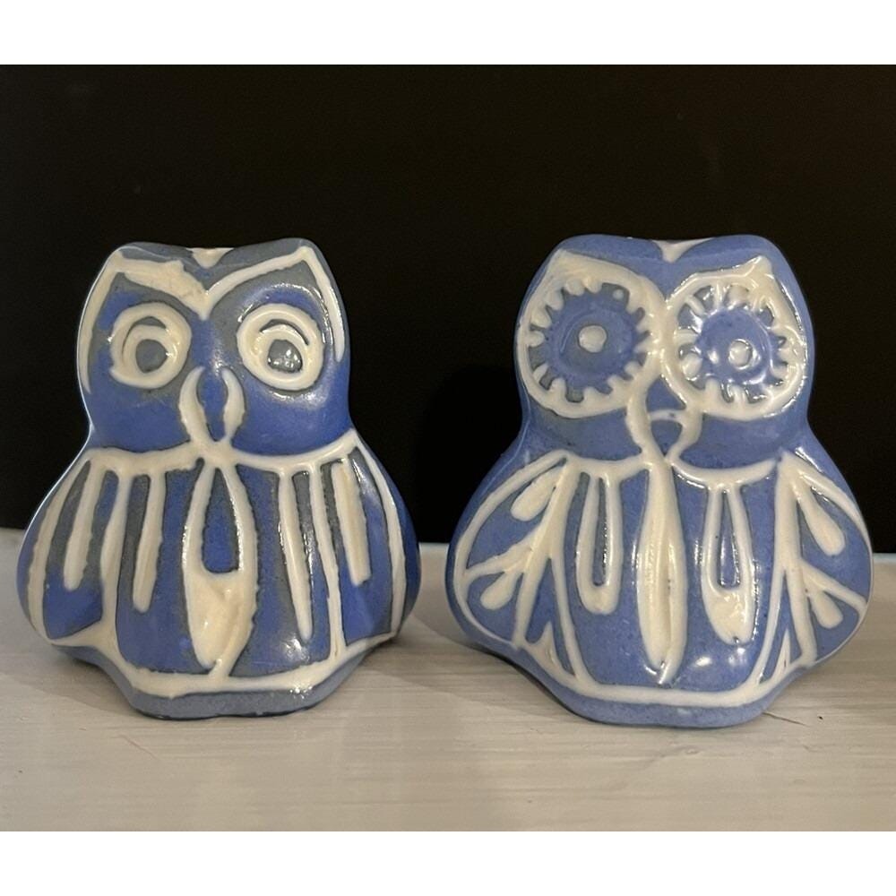 Pablo Zabal Owl Birds Pair Chile Pottery Folk ART Vintage MCM Signed